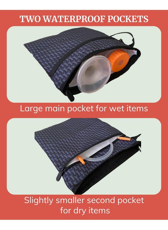 Idaho Jones Wet Dry Bag - Waterproof Wet Bag For Travel, Wetbag For Swimsuit, Diaper, Clothes, Period Underwear - Breast Pump Parts Organizer - Zippered Pouch With Staging Mat - Robin  - Image 3