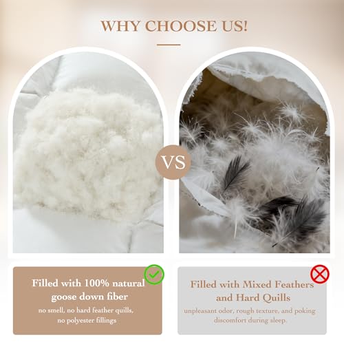 Gehtmnl Goose Down Fiber Comforter Queen Size – All Season Naturally Breathable Down Comforters, Luxury Hotel Collection Duvet Insert with 8 Corner Tabs, Cotton Fabric & Baffle Box (White,50oz Fill) - Image 4