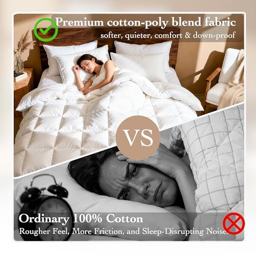 Gehtmnl Goose Down Fiber Comforter Queen Size – All Season Naturally Breathable Down Comforters, Luxury Hotel Collection Duvet Insert with 8 Corner Tabs, Cotton Fabric & Baffle Box (White,50oz Fill) - Image 5