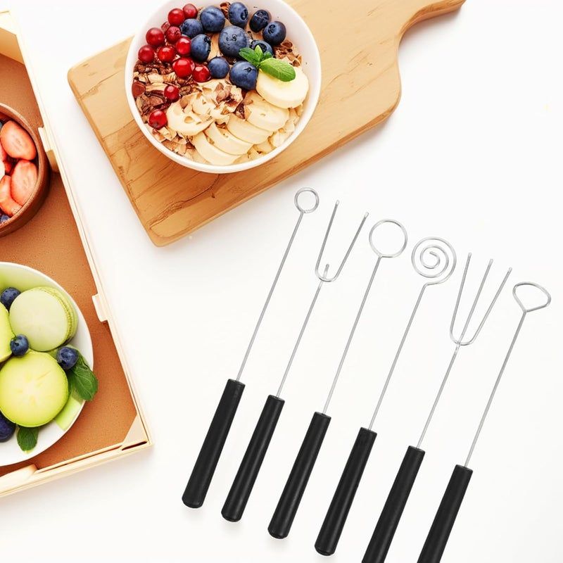 6Pcs Stainless Steel Fondue Forks Set with Dipping Tools for Cheese Chocolate Fruit Dessert Baking Kitchen Use - Image 4