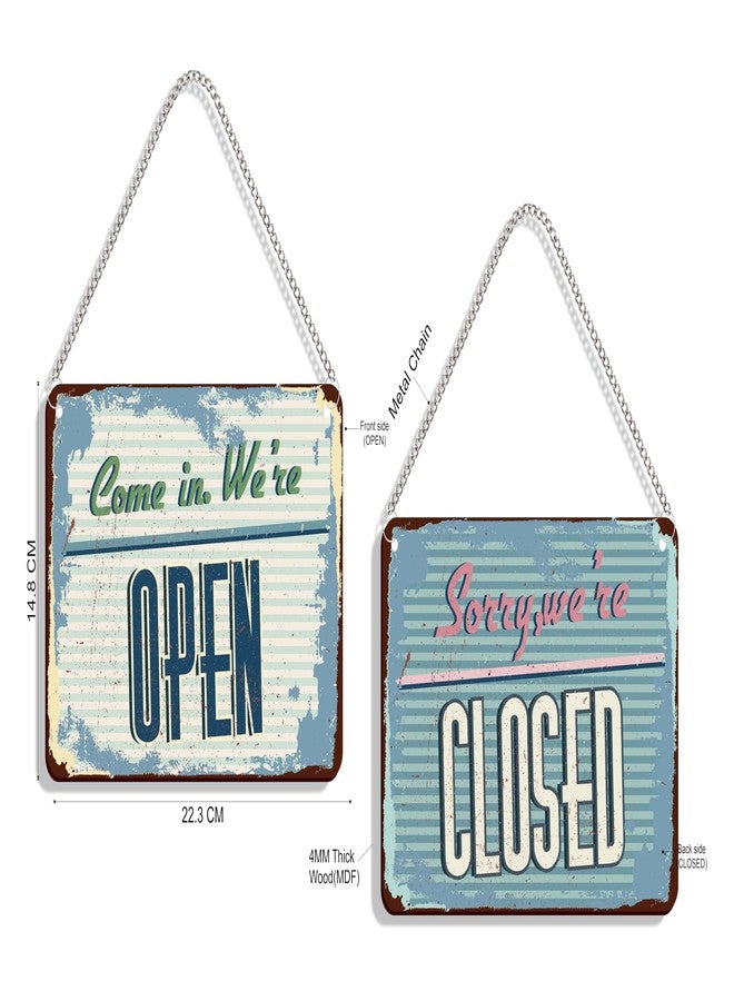 DELWOR Vintage Open Closed Sign Bord For Shop | Door Hangign Decor | Open Closed Board - Image 4