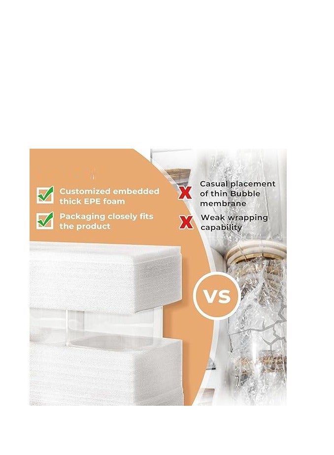 HOME ZONE Airtight Canisters for Bulk Food Storage (Set of 3) 600ml/750ml/1478ml BPA Free High Borosilicate Glass Cookies Jar with Bamboo Lid, Cylinder Cereal Container with Sealing - Image 3