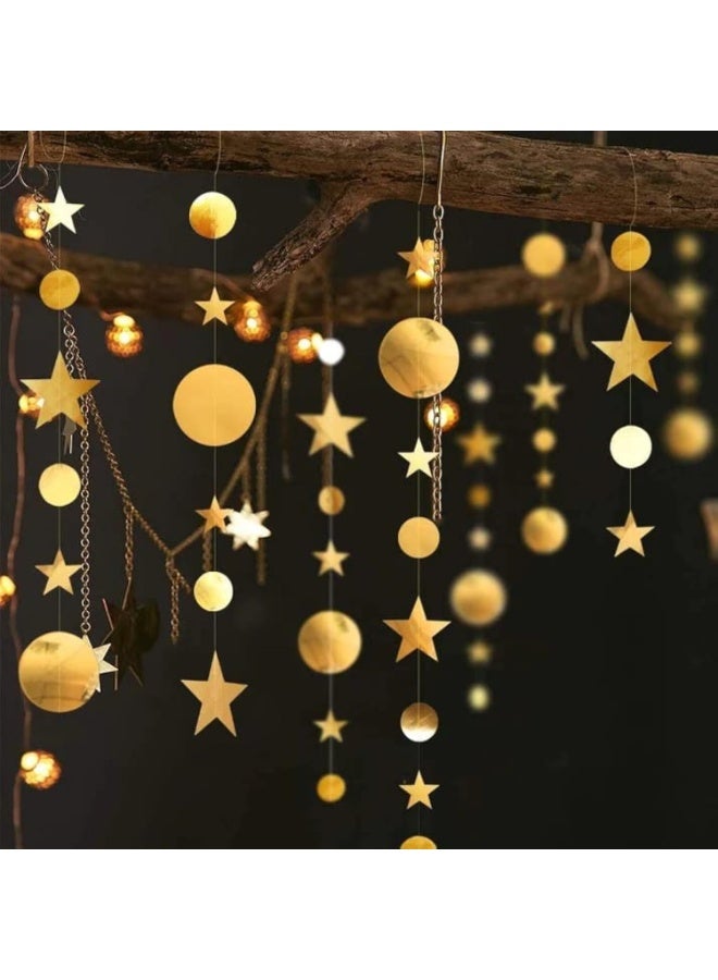 Gold Star Garland Decorations – 4 Pack 52Ft Hanging Star Streamer Banner – Twinkle Little Bunting for Birthday, Baby Shower, Wedding, Graduation, Christmas, New Year, Ramadan, Backdrop Decor - Image 1
