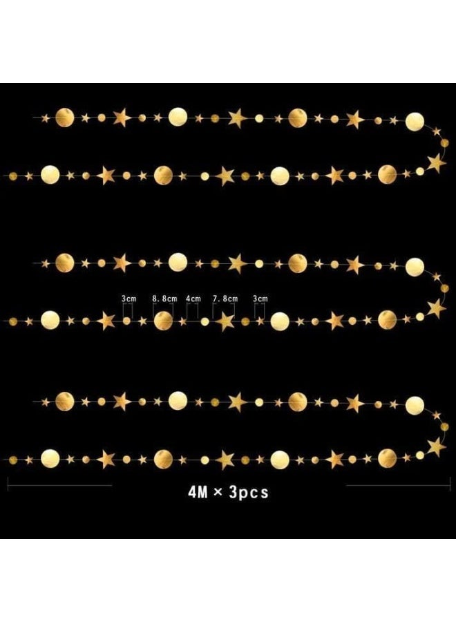 Gold Star Garland Decorations – 4 Pack 52Ft Hanging Star Streamer Banner – Twinkle Little Bunting for Birthday, Baby Shower, Wedding, Graduation, Christmas, New Year, Ramadan, Backdrop Decor - Image 3