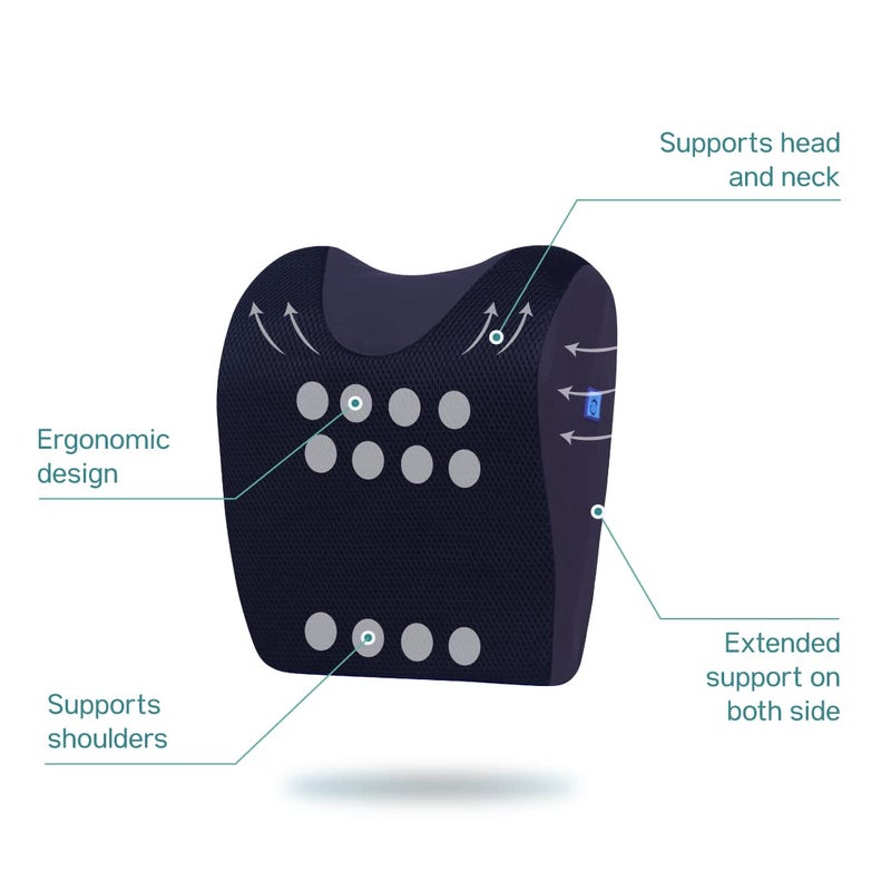 Back Good Car Neck Rest Pillow | 5-Year Warranty | Premium Ortho Designed Memory Foam Neck Support Cushion | Ergonomic Neck & Shoulder Support | Neck & Cervical Pain Relief, Car Seat (Navy Blue) - Image 4
