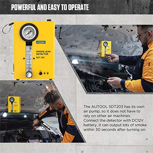 Autool Automotive Smoke Machine, EVAP System Smoke Leak Detector with Air Pump/Flow Indicator/Pressure Gauge for All DC12V Vehicles - Image 3