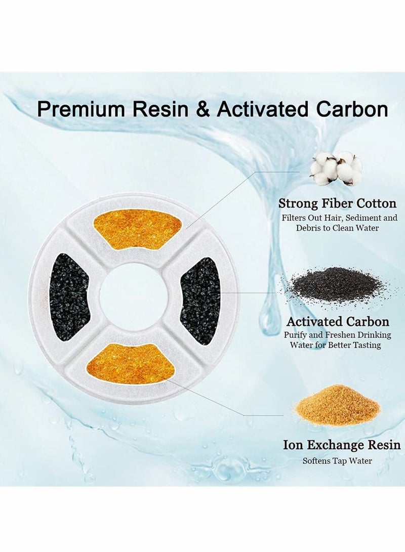 Y&D Pet Fountain Filters, 4 Pack Triple Filtration System Cat Filter Replacement Cotton Activated Carbon For 84 Oz / 2.5 L Automatic Flower Water Dispenser  - Image 2