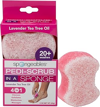Spongeables Pedi Scrub Foot Buffer 20 Washes Lavender Tea Tree Oil Aromatherapy 2Ounce - Image 1