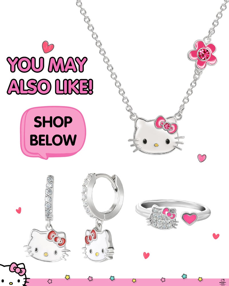 Hello Kitty Bracelet for Women with Flower Pendants 6.5" + 1", Silver Flash-Plated Sanrio Bracelet Officially Licensed - Image 3