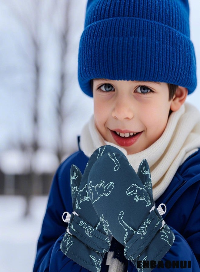 ENBAOHUI Baby GlovesToddler Snow Glove Waterproof Mittens Fleece Lined Winter Warm Glove Kids Snow Infant Ski Mitten for Baby Boys Girls Black Dino/Seagreen Blue Dino 6-24Months - Image 4