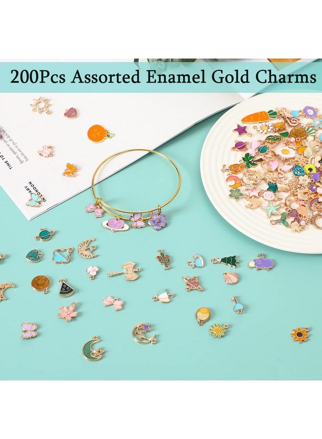 SANNIX 200Pcs Bracelet Charms for Jewelry Making Wholesale Bulk Jewelry Making Bracelets Charms Gold Plated Enamel Charms Pendants for Bracelet Necklace Jewelry Making - Image 2