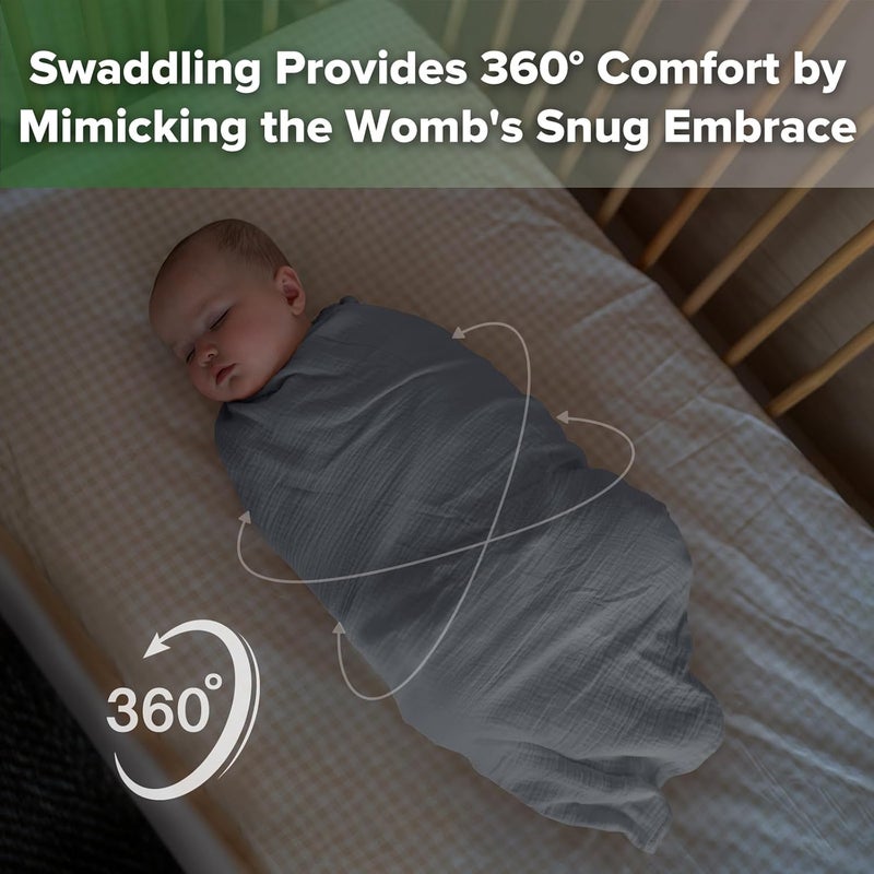 haakaa Muslin Swaddle Blankets, 2-Pack 100% Cotton Double Layer, Breathable Lightweight Receiving Blanket Wrap for Newborn Baby Boys & Girls, Baby Essentials Shower Gift,Large 47 x 47 in - Image 2
