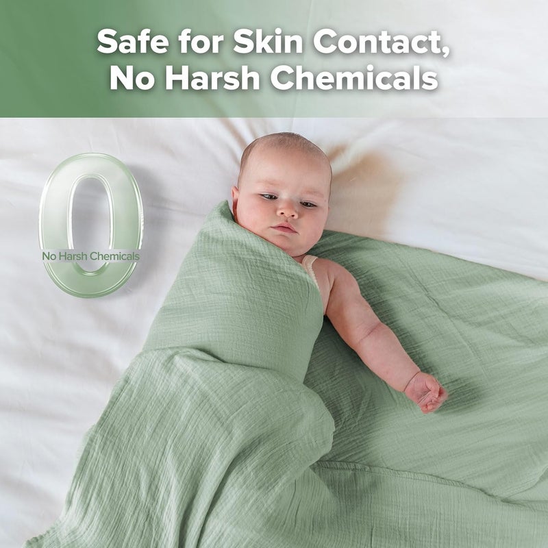 haakaa Muslin Swaddle Blankets, 2-Pack 100% Cotton Double Layer, Breathable Lightweight Receiving Blanket Wrap for Newborn Baby Boys & Girls, Baby Essentials Shower Gift,Large 47 x 47 in - Image 4
