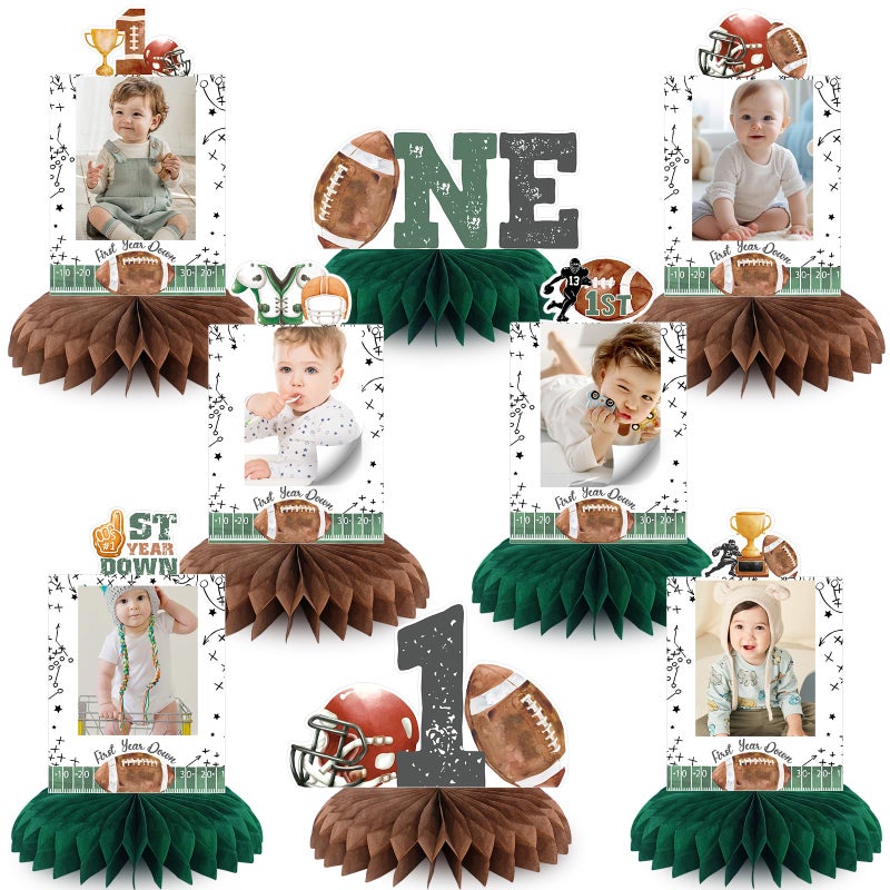NUTTYBASH First Year Down Birthday Party Decorations, Football Birthday Party Decorations Honeycomb Centerpieces for Table, Football Photo Table Party Supplies for First Birthday Decorations for Boys - Image 1