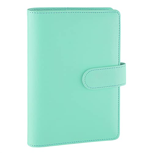 Antner A6 Binder 6 Ring Refillable Notebook Planner for A6 Refill Paper, PU Leather Loose Leaf Personal Budget Planner Money Organizer Cash Stuffing Binder with Magnetic Buckle Closure, Light Green - Image 1