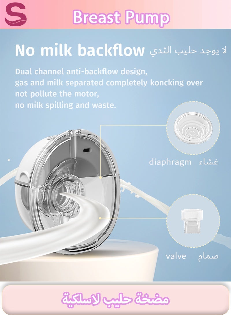 سيرينوفيا مضخة ثدي كهربائية محمولة بدون استخدام اليدين، تعمل ببطارية 1800 مللي أمبير، منخفضة الضوضاء، مزودة بـ 3 أوضاع و9 مستويات، وحلمات مقاس 21/24 مم، سهلة الحمل - قطعة واحدة - Image 3