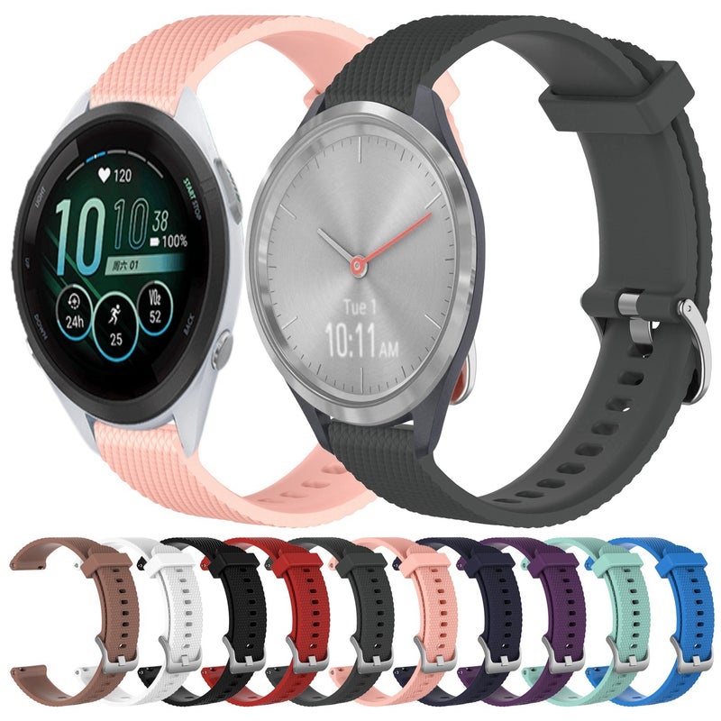 S-TOP For Garmin Forerunner 255S Music 18mm Diamond Textured Silicone Watch Band(Pink) - Image 3