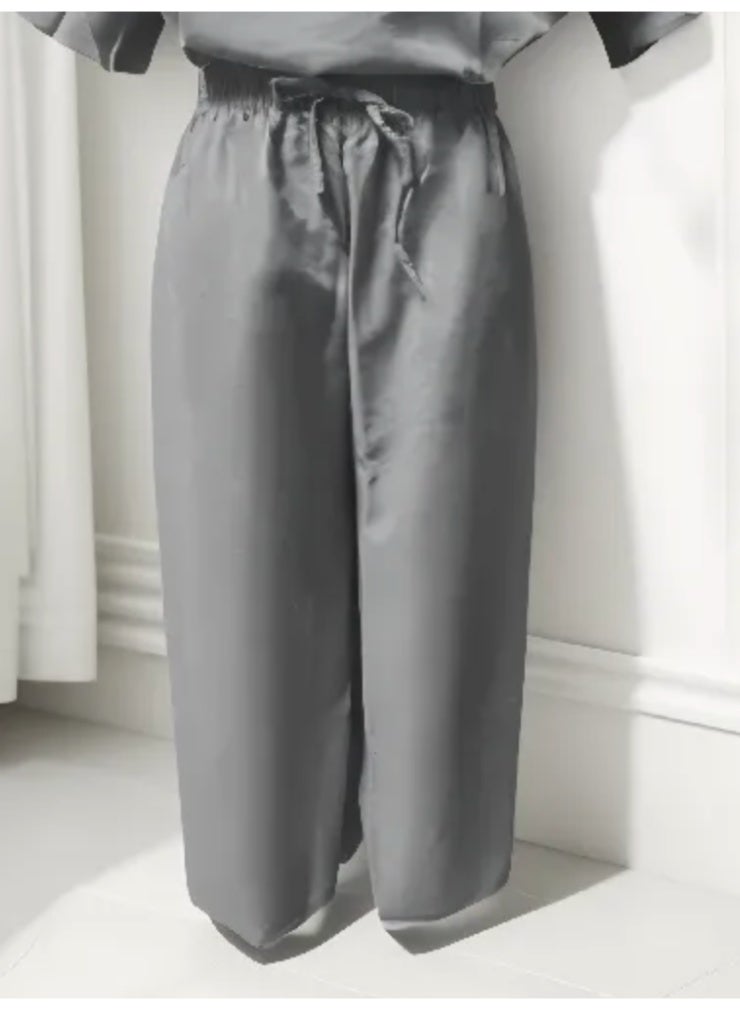 Women's Free Size 2 Piece Outfit Lounge Sets Summer Textured Batwing Sleeve Tops and Wide Leg Pant Set  - Image 3