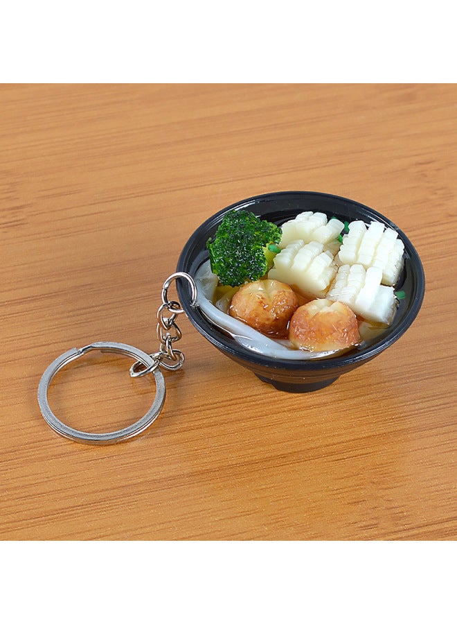 A Generation Of Hair Simulation Udon Noodle Food Play Pendant Creative Simulation Food Bowl Japanese Ramen Model Pendant-Color:Corn Mushroom Noodles-Key Ring-Dimensions:5cm*2cm*2.5cm  - Image 1
