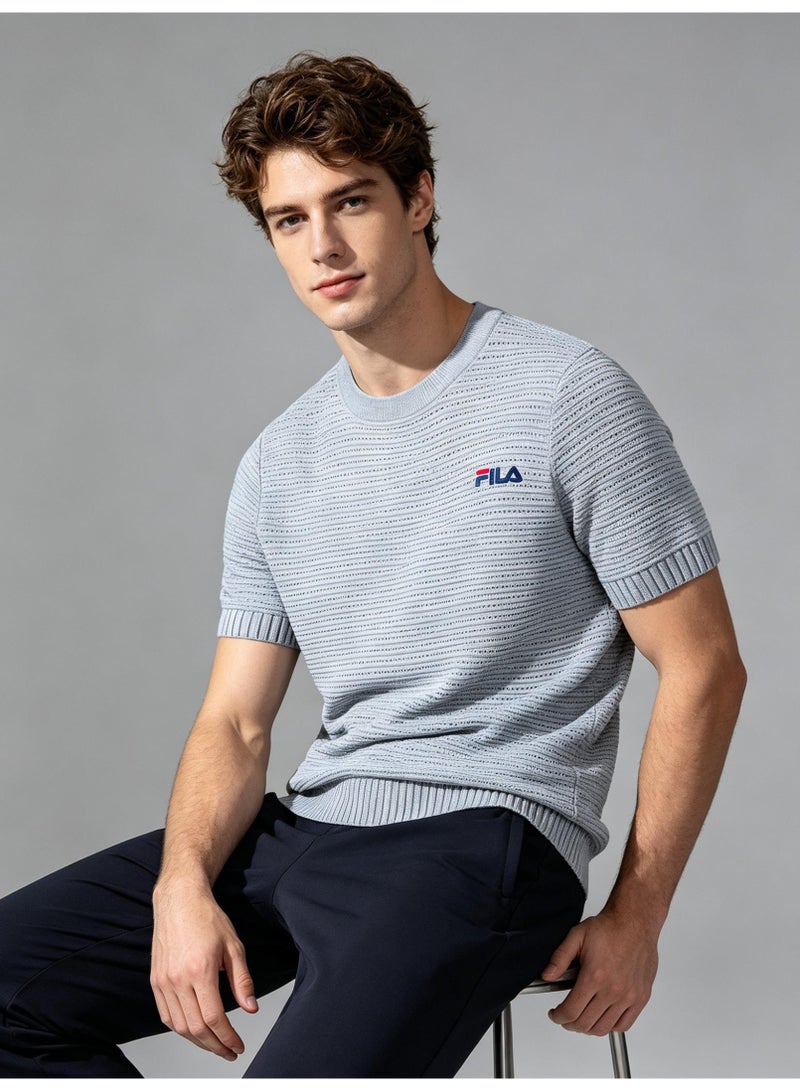 فيلا FILA men's and women's waffle knitted short-sleeved t-shirts - Image 4