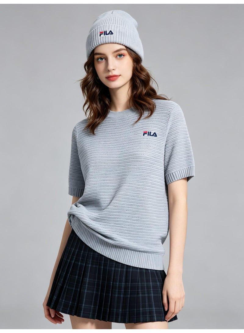فيلا FILA men's and women's waffle knitted short-sleeved t-shirts - Image 2