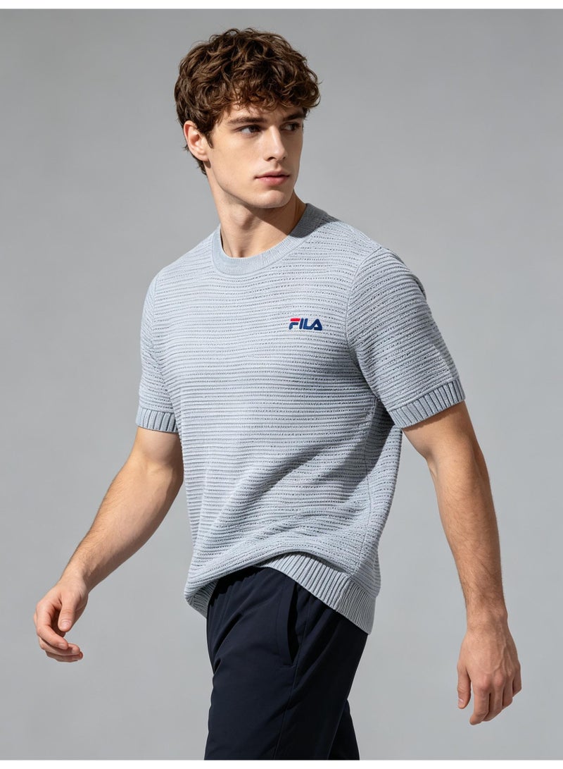 فيلا FILA men's and women's waffle knitted short-sleeved t-shirts - Image 5