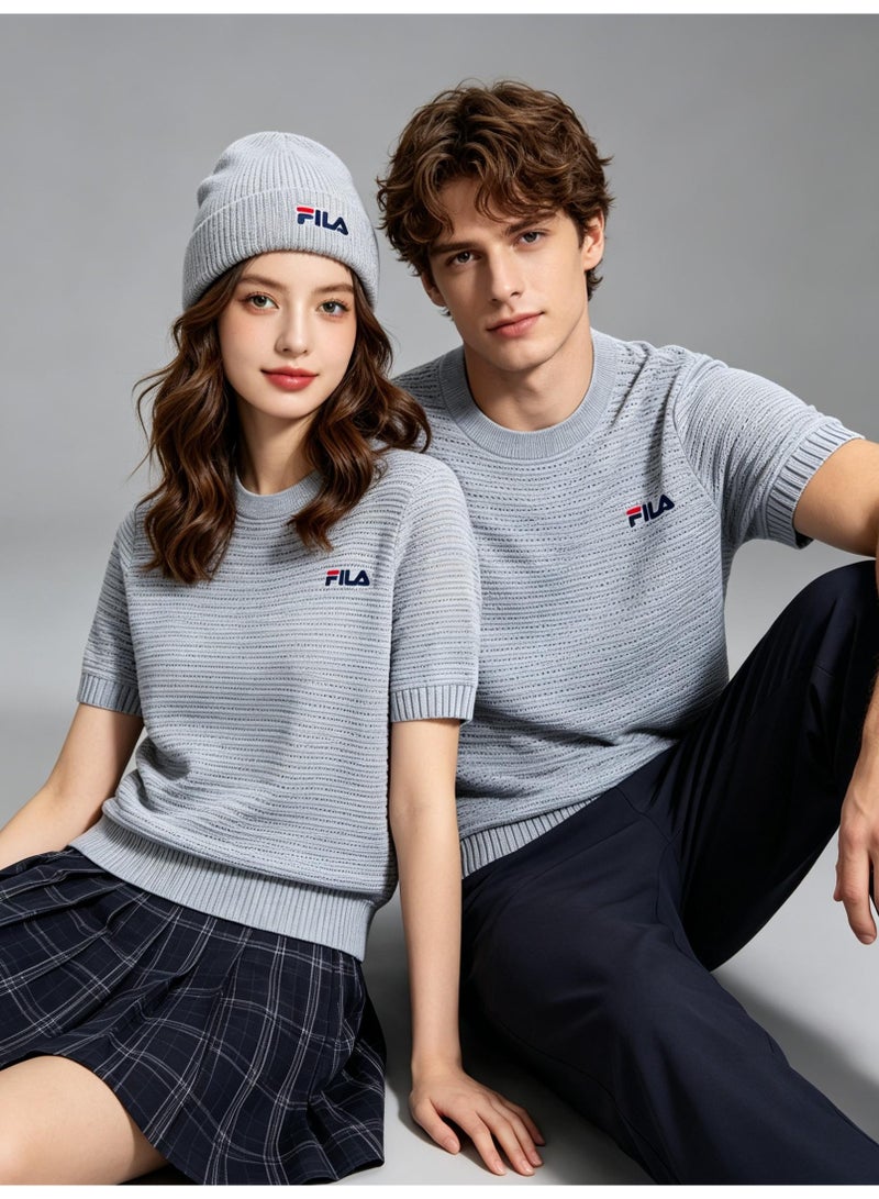 فيلا FILA men's and women's waffle knitted short-sleeved t-shirts - Image 1