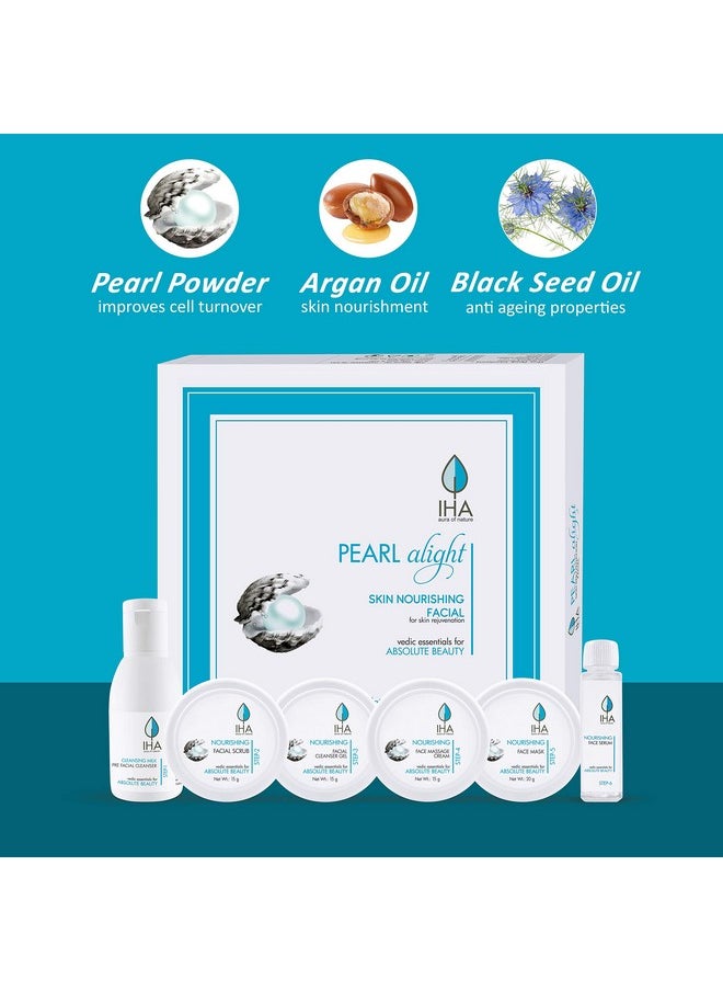 IHA Pearl Alight Skin Nourishing Facial Kit - Herbal Skin Lightening Mini Facial Kit For Radiant And Glowing Skin, Face Cleanup Kit For Normal To Dry Skin (Combo Of 6)  - Image 4