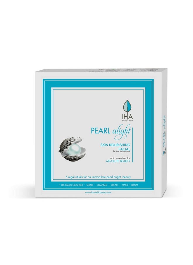 IHA Pearl Alight Skin Nourishing Facial Kit - Herbal Skin Lightening Mini Facial Kit For Radiant And Glowing Skin, Face Cleanup Kit For Normal To Dry Skin (Combo Of 6)  - Image 1
