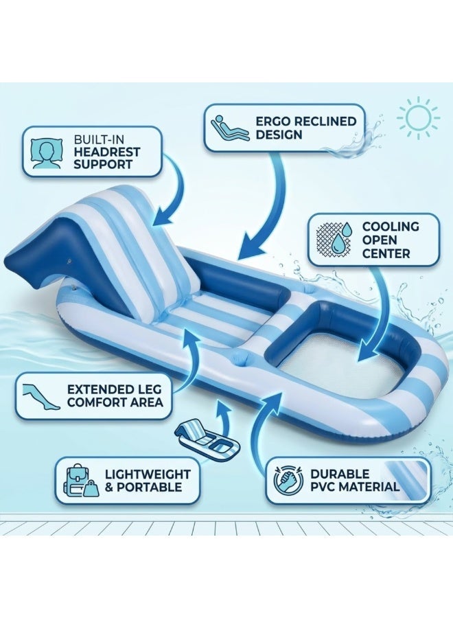 Adventure Lab Adult Inflatable Pool Float with Adjustable Headrest & Cup Holder – Luxury Pool Lounger Raft for Sunbathing, Heavy Duty Swimming Pool Float Chair for Beach, Lake & Summer Pool Relaxation - Image 2