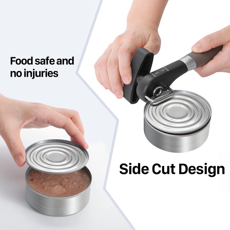 Beneno Can Opener, Manual Side Safe Cut Can Opener Smooth Edge with Durable Sharp Blade, Effort-Saving Knob & Comfortable Non-slip Handle, Brown - Image 4