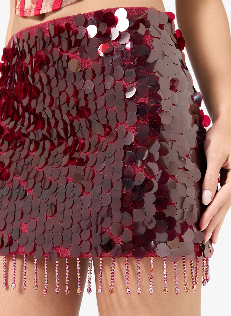Ginger Sequin Embellished Mini Skirt