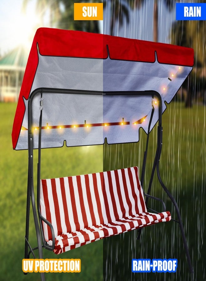 GliCraft LED Lighted Porch Swing Canopy Replacement Waterproof LED Swing Canopy Top Cover 2-3 Seat Shade Awning Cover for Garden Outdoor Patio(77 x 49 Inch,Red) - Image 4