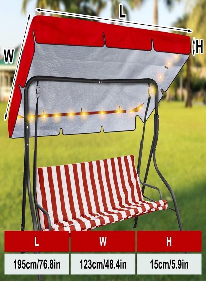 GliCraft LED Lighted Porch Swing Canopy Replacement Waterproof LED Swing Canopy Top Cover 2-3 Seat Shade Awning Cover for Garden Outdoor Patio(77 x 49 Inch,Red) - Image 2