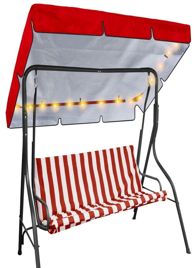 GliCraft LED Lighted Porch Swing Canopy Replacement Waterproof LED Swing Canopy Top Cover 2-3 Seat Shade Awning Cover for Garden Outdoor Patio(77 x 49 Inch,Red) - Image 1