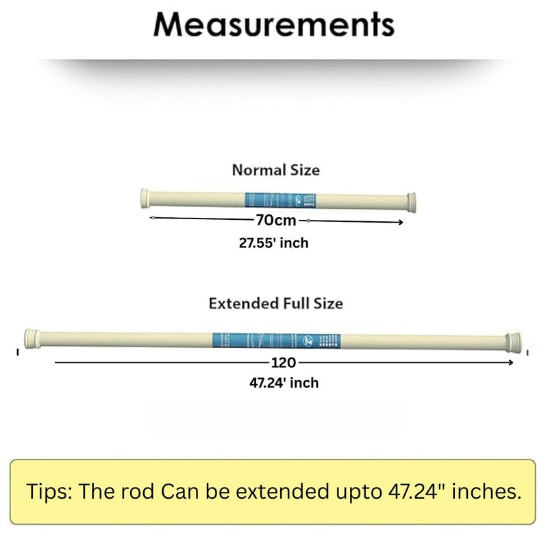 Home-Cloud Expandable Shower Curtain Rod, Extendable Room Divider without Drilling, Adjustable Shower Rod, Sturdy & Rust Resistant Rod (Beige Pack Of 1, Extendable- 70 to 120 Cm) - Image 3