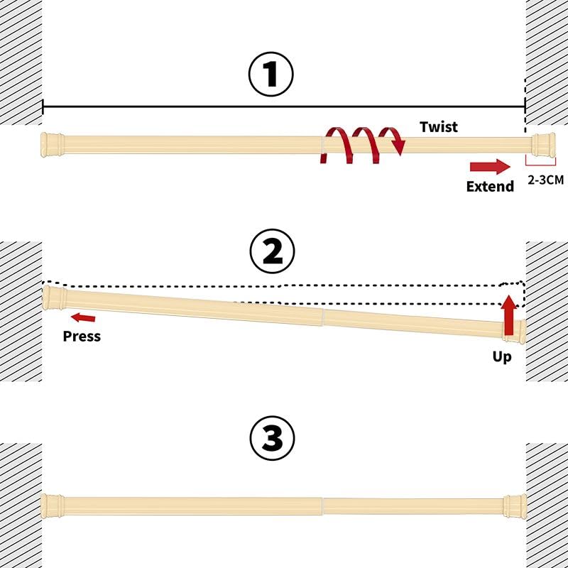 Home-Cloud Expandable Shower Curtain Rod, Extendable Room Divider without Drilling, Adjustable Shower Rod, Sturdy & Rust Resistant Rod (Beige Pack Of 1, Extendable- 70 to 120 Cm) - Image 5