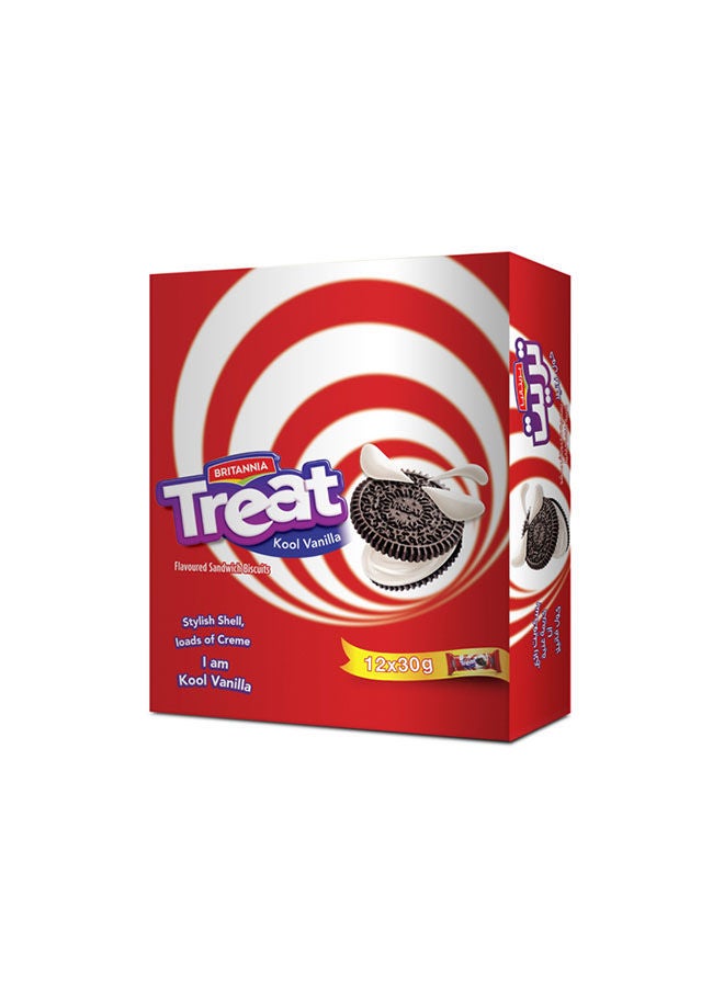Britannia Treat Kool Vanilla Sandwich Cream Biscuits 300g pack pf 12 