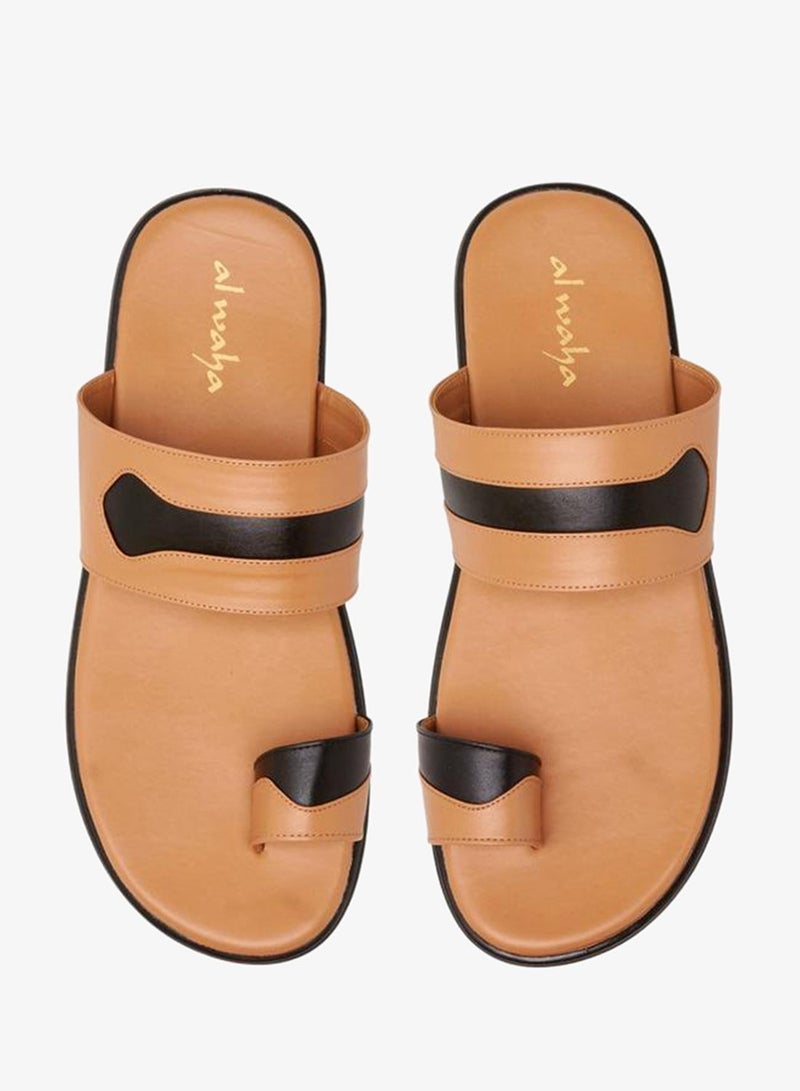 Al Waha Men Colourblock Toe Loop Detail Arabic Sandals - Image 1