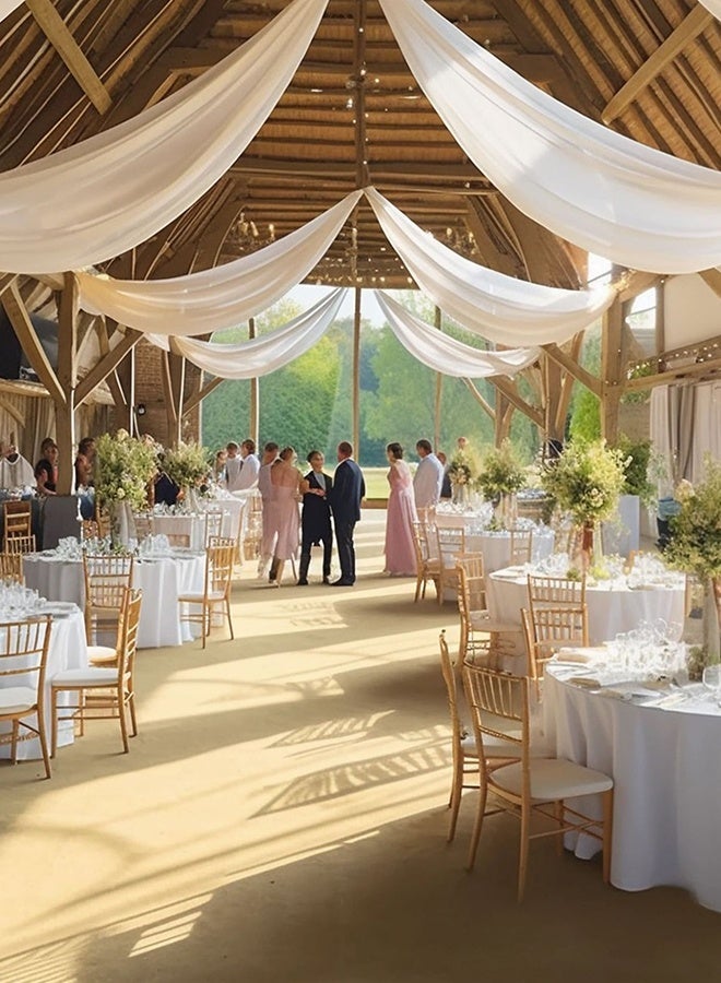 DUNISO Wedding Arch Draping Fabric,  White Sheer Fabric Backdrop Arch Draping for Wedding 1 Panel White Sheer Backdrop Curtains ,  Tulle Drapes Wedding Drapes for Reception Ceremony Party - Image 4