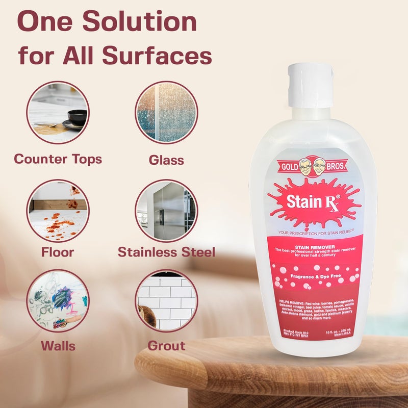Stain Rx Stain Remover, Effectively Eliminates Stains from Wine, Berries & Blood on Fabrics, Carpets, Upholstery & Jewelry, Dye-Free, Free from Bleach, Peroxides & Phosphates, Made in USA, 10 oz - Image 5