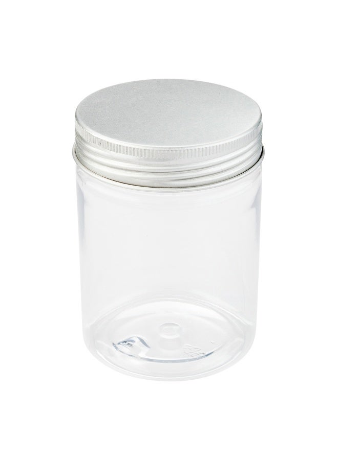 Restaurantware 8.5 Ounce Plastic Mason Jars, 100 Airtight Food Storage Jars - Aluminum Lids Included, Round, Clear Plastic Kitchen Storage Containers, Store Snacks, Candies, Ingredients, And More - Image 1