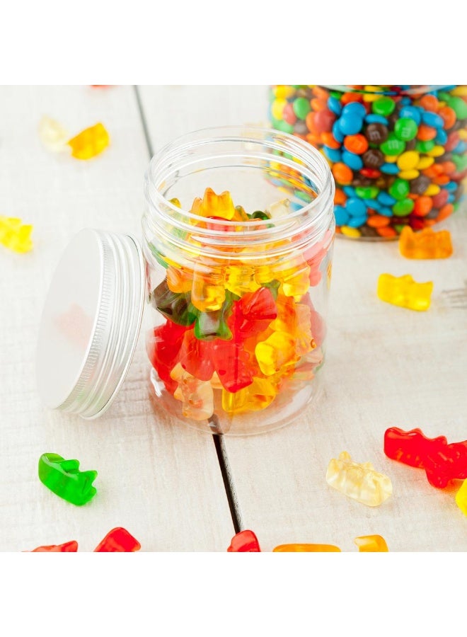 Restaurantware 8.5 Ounce Plastic Mason Jars, 100 Airtight Food Storage Jars - Aluminum Lids Included, Round, Clear Plastic Kitchen Storage Containers, Store Snacks, Candies, Ingredients, And More - Image 3