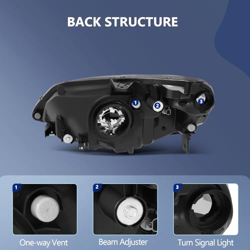 ECCPP مجموعة مصابيح أمامية ECCPP لسيارة هوندا سيفيك 2001-2003 جانب السائق والراكب - Image 3