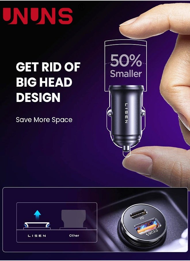 UNUNS - Safety Certified iPhone 15 Car Charger,48W Fast Charging, USB Charger,All Metal Car Charger With 2-in-1 USB C And Lightning Cable For iPhone 15 Pro Max Plus 14 13 12 Mini - Image 1