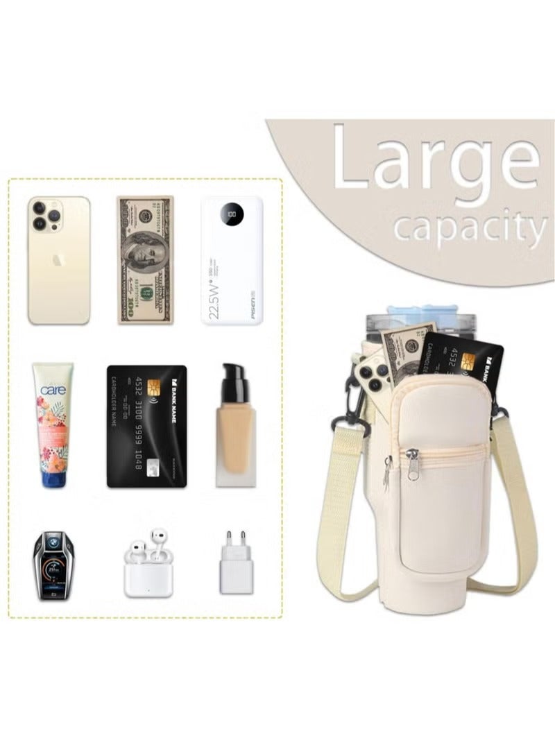MIXDE Water Bottle Carrier Bag for Stanley 40oz Tumbler, Water Bottle Holder with Pouch and Adjustable Strap, Sleeve Accessories with Pocket for 40oz Cup - Image 2