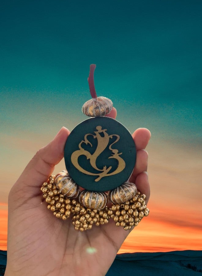 DIAMOND CRAFTZ Ganesh Charm Door Hanging Elegant Handcrafted Décor for Entrance & Festivities Perfect for Diwali & Home Celebrations with Authentic Indian Design (Ganesh Charm - Green) - Image 3