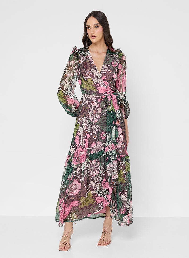 هوب اند ايفي فستان ماكسي برباط خصر بتصميم ويليام موريس - Image 4