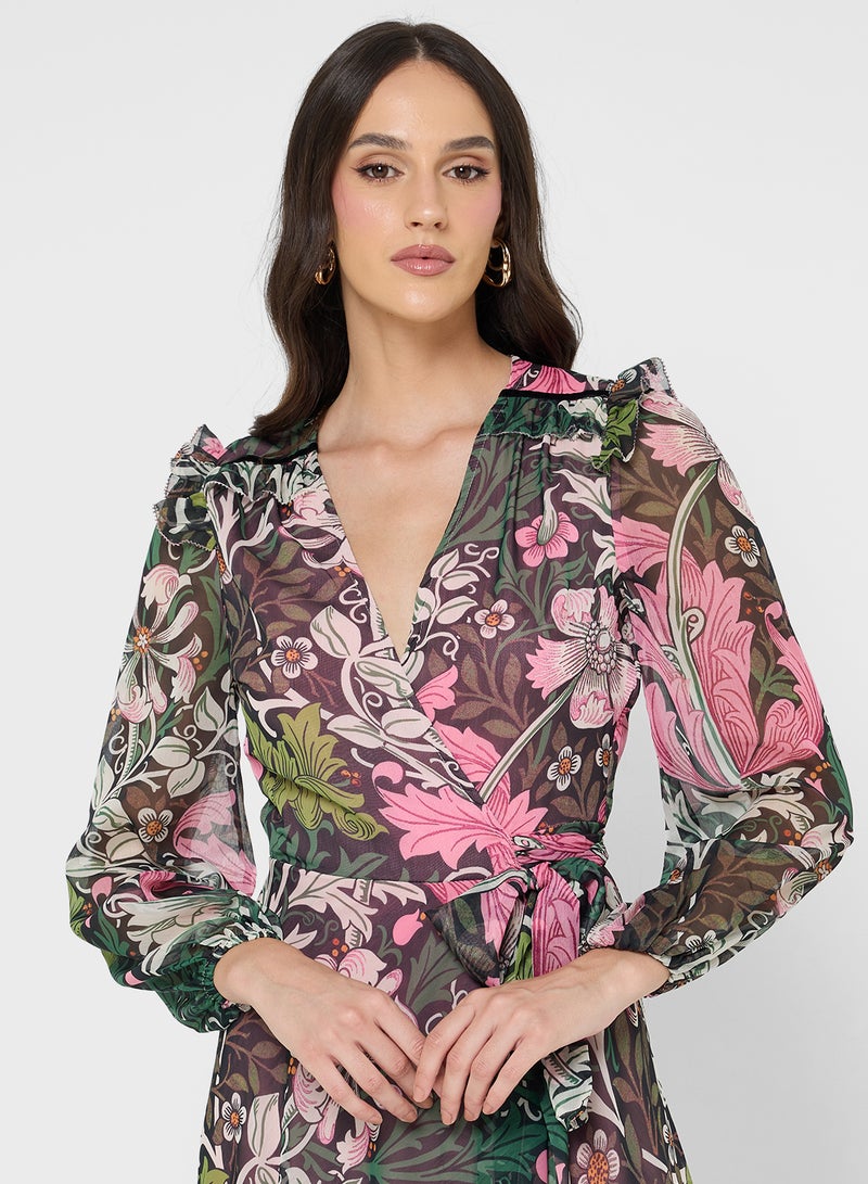 هوب اند ايفي فستان ماكسي برباط خصر بتصميم ويليام موريس - Image 3