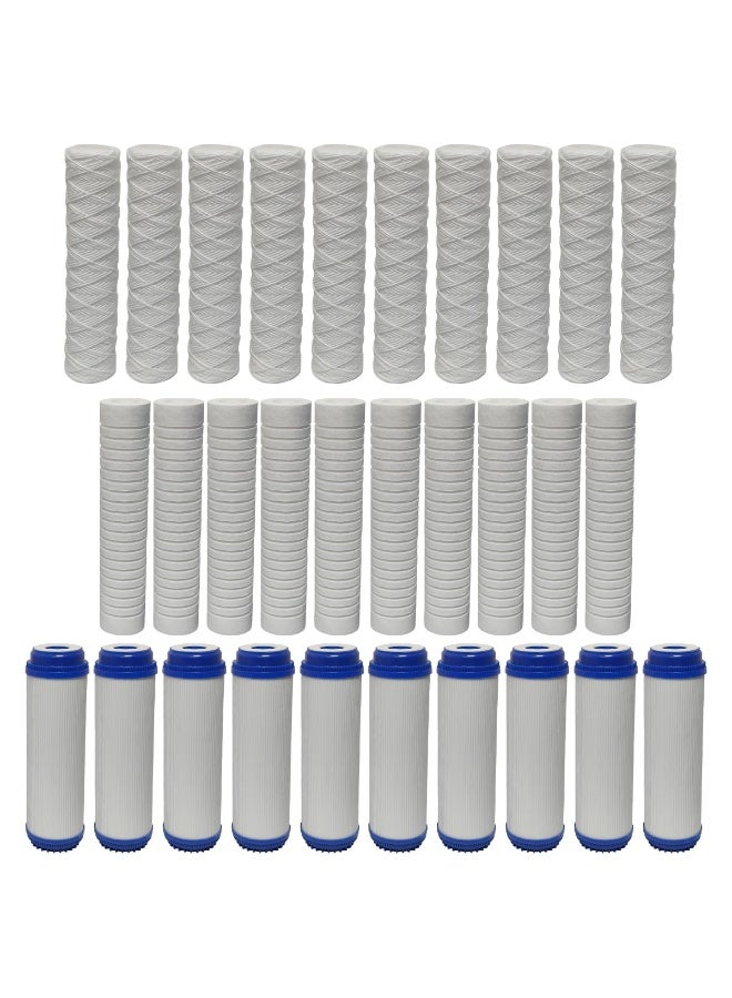 RACO 10 Inches Water Filter Replacement Cartridges for Water Filter/Water Purifier | PP | GAC | UDF | Odor Removal, RO Membrane, Mineral Filter | Pack of (10, PP+GAC+UDF) - Image 1